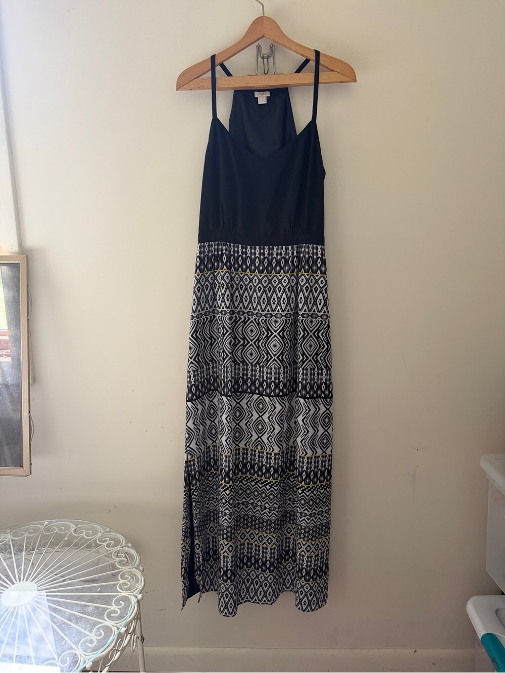 J. Crew Black & White Patterned Maxi Dress